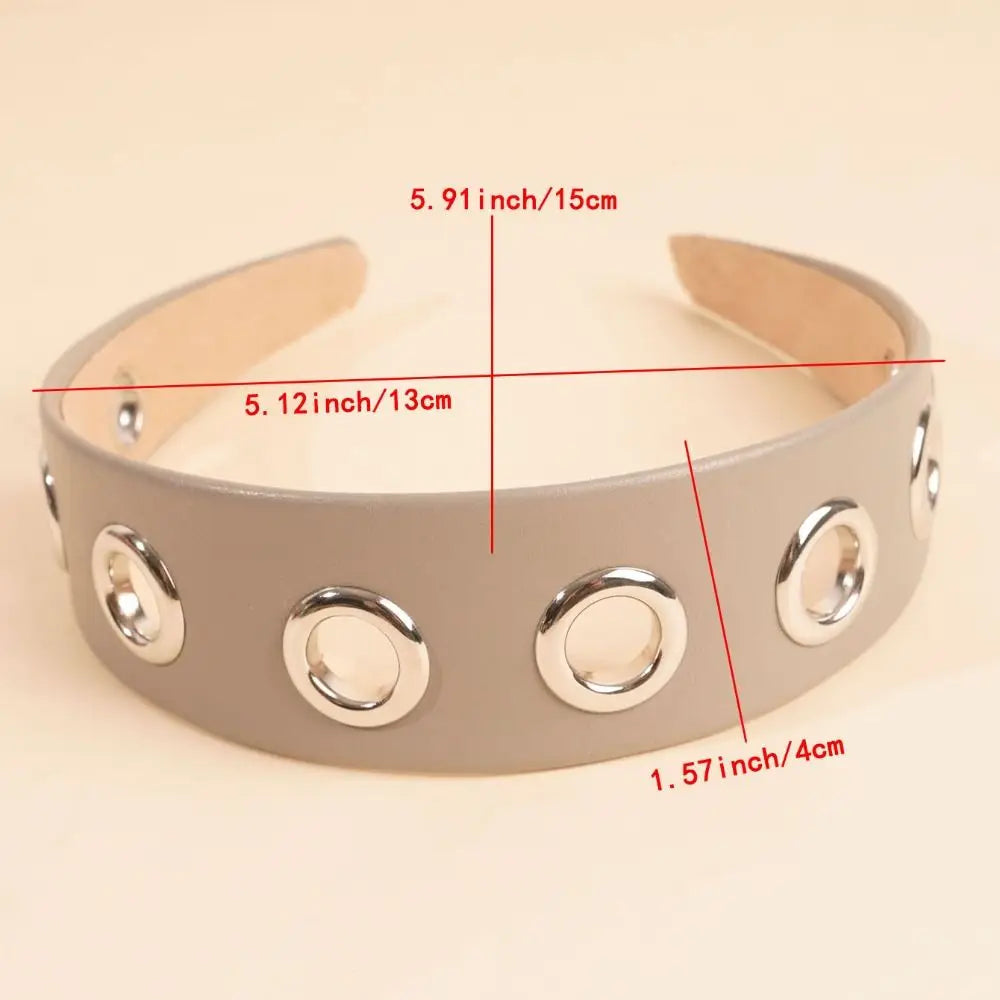 Solid Hollow Metal Headband Ring Y2k Hollowed Out Eyelets Stretchy Qme