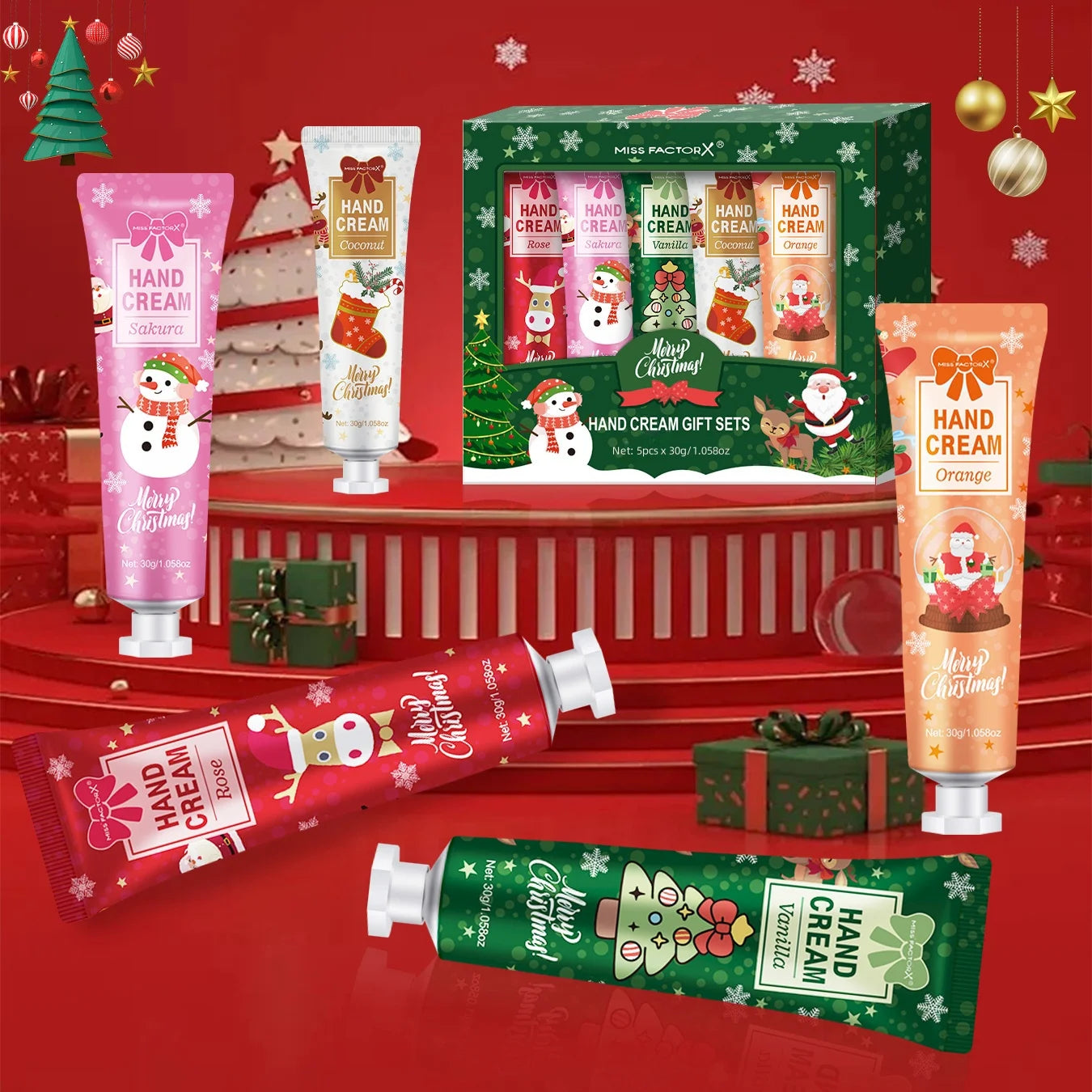 Christmas gift 5/box hand cream set, cream texture, hand cream travel pack, durable moisturizer-30g/piece gift for women Qme