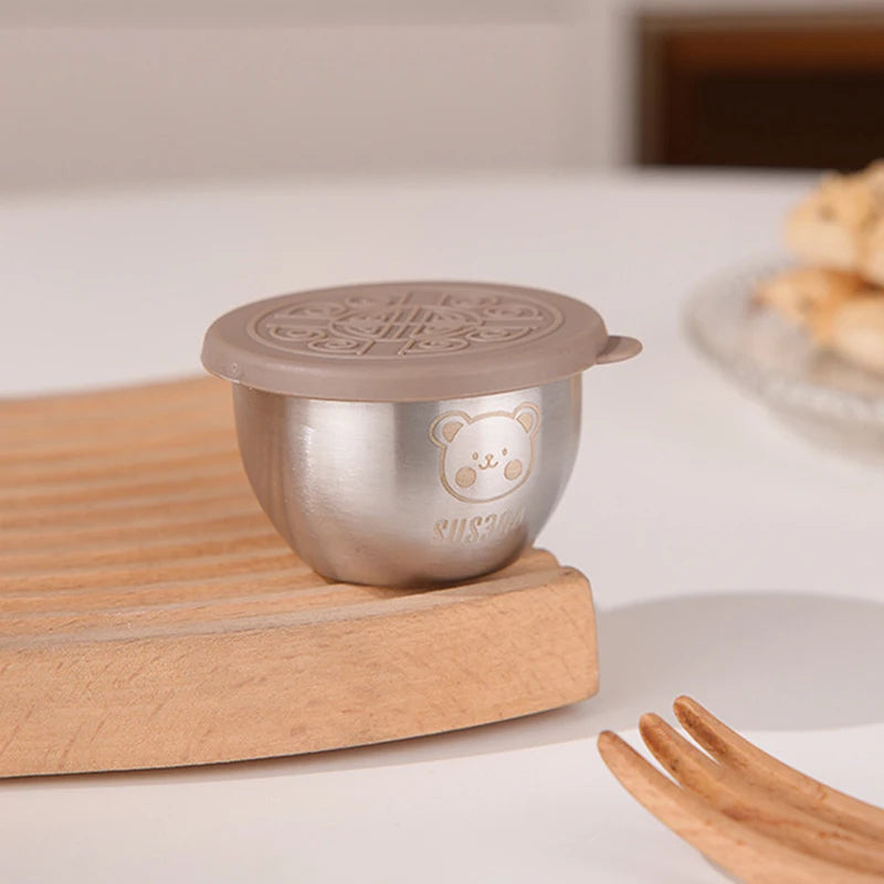 Barbecue Dipping Cup Stainless Steel Sauce Portable Seasoning Dish Qme Khaki