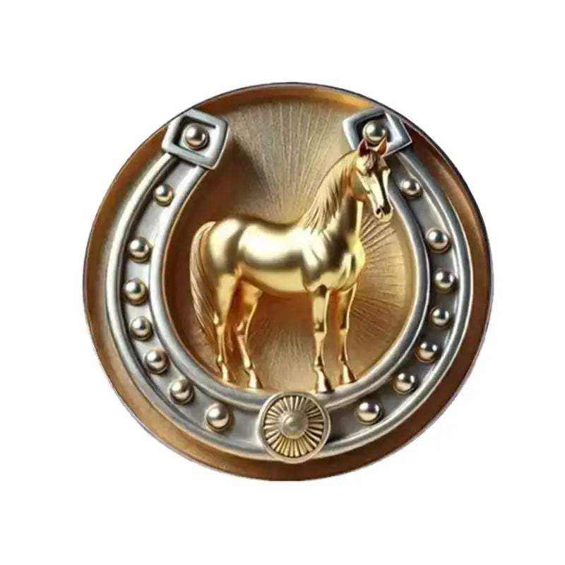Golden Horse Brooch Zinc Alloy Women Men 2D Flat Animal Party Office Qme