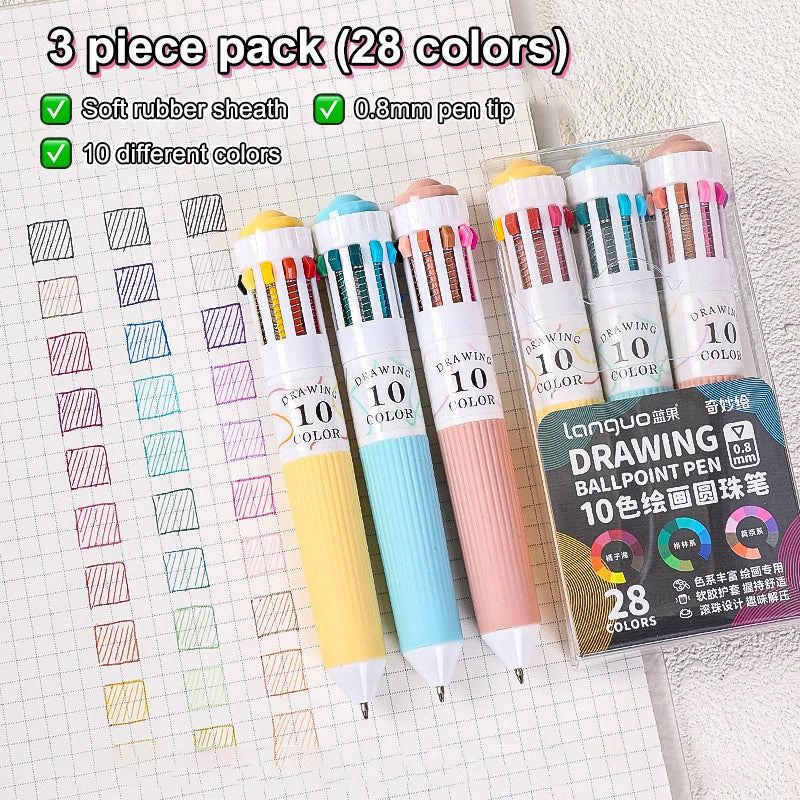 60 Cartoon Ballpoint Pens Soft Grip Press Multicolor Writing Pen Qme A1