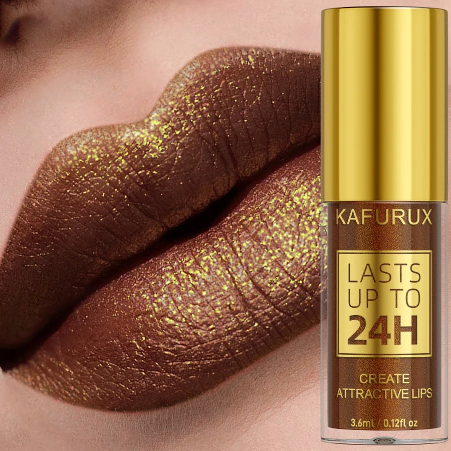 Glitter Metallic 14 Colors Lip Glaze Shiny Long Lasting Gloss Liquid Qme 12
