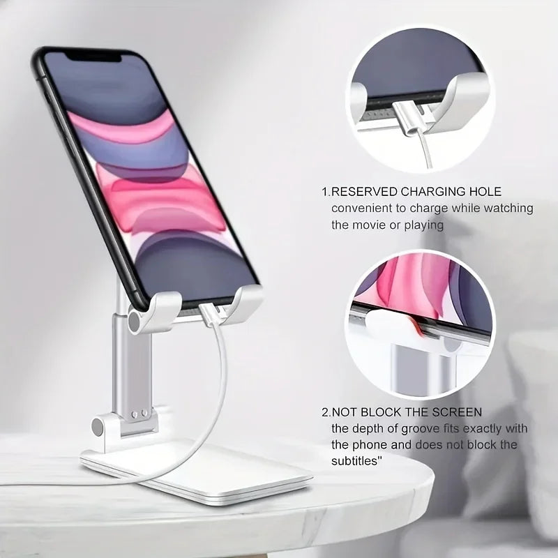 Adjustable Phone Stand, Foldable Desktop Holder for Live Streaming and Photography, Extendable and Portable Tablet Mount Qme