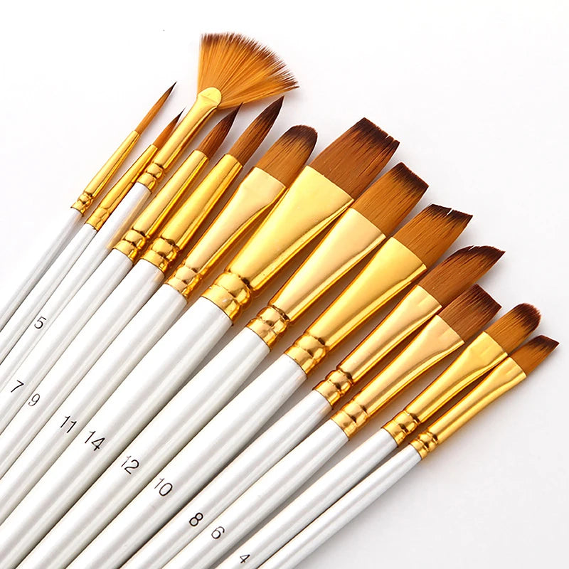 Painting Brushes Artist Brush Oil Acrylic Watercolor Gouache Paint Qme