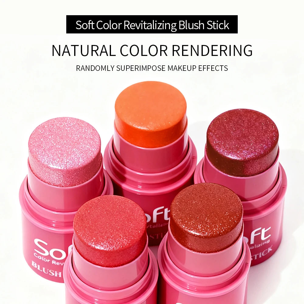 3 In 1 Multifunctional Blush Stick, Natural Matte Nude Makeup Brightening Skin Tone Makeup Stick, For Daily Face Makeup Qme
