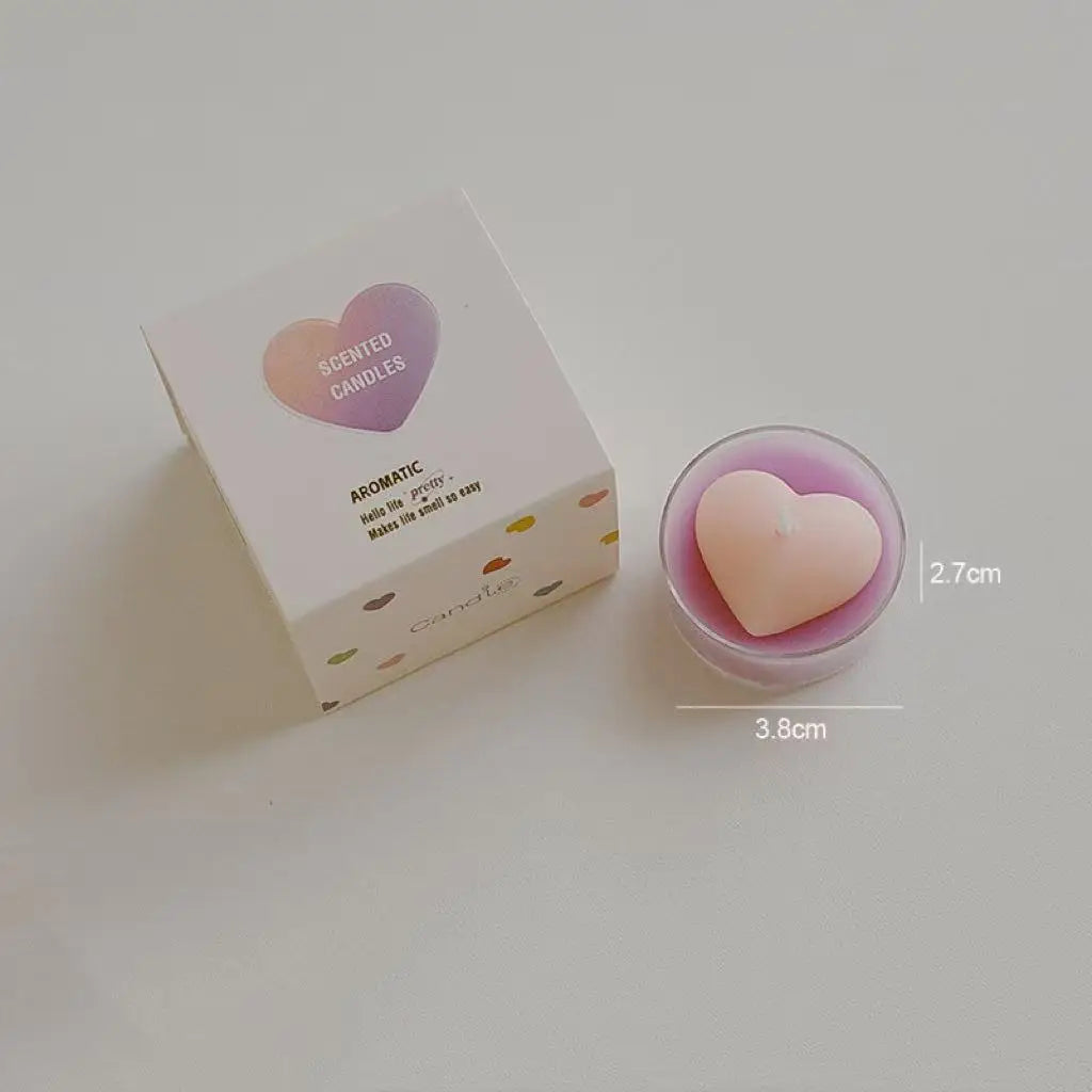 Tiny Heart Fragrance Candles Vibrant Scent Tealights Household Qme pink and purple