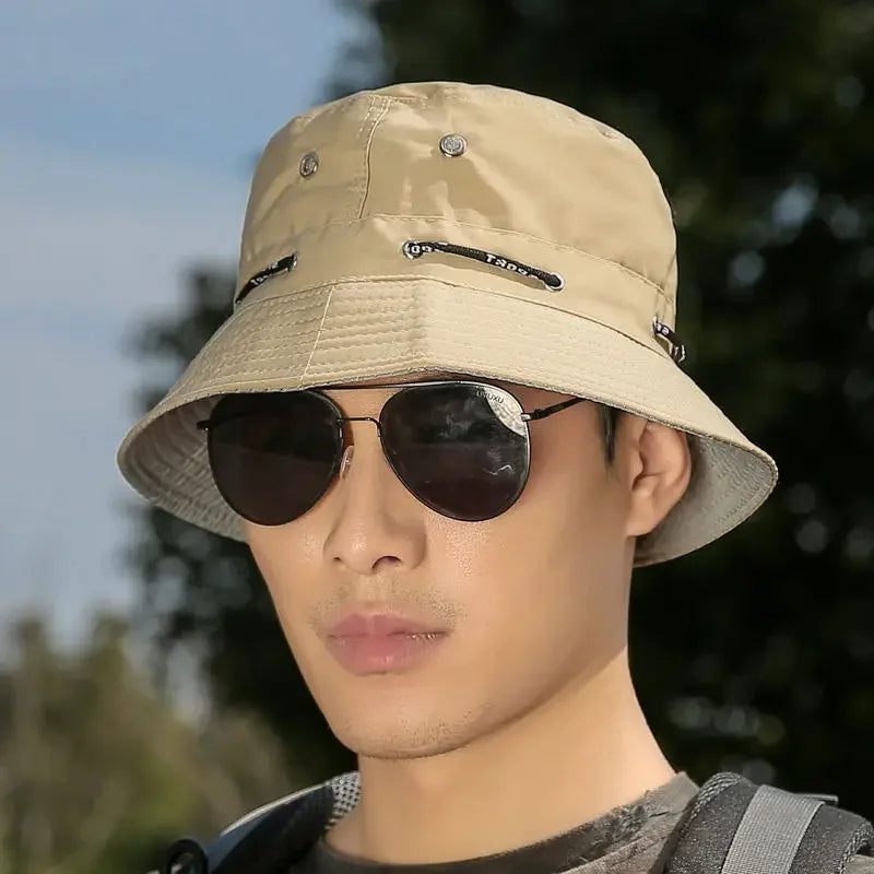 Stringed Bucket Hat Panama Breathable Sun Protection Fisherman Hat for Men Women Girls Summer Travel Sports Hiking Beach Bob Hat Qme