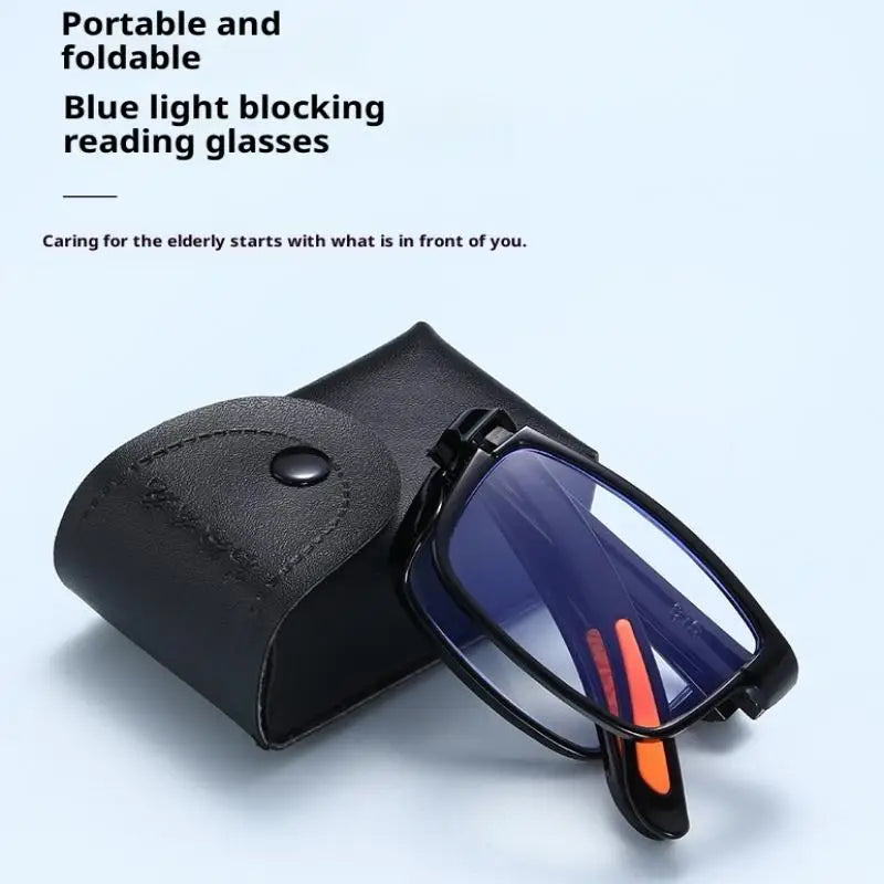 Portable Glasses Men Women Folding Reading Case Anti Blue Light Qme