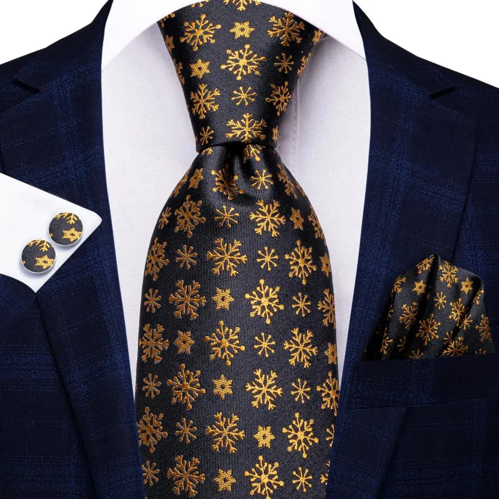 Hi-tie Psialey Black Gold Silk Elegant Tie Men Groom Wedding Necktie
