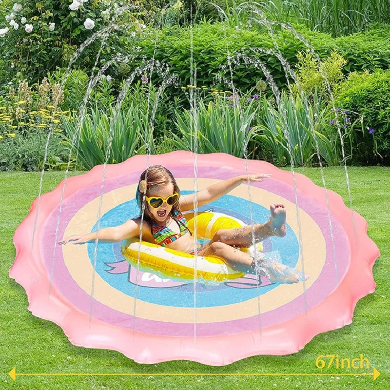 PVC spray mat multiple patterns multiple styles of sprinkler mat summer outdoor children's pet game interactive bath sprinkler t Qme 170CM unicorn