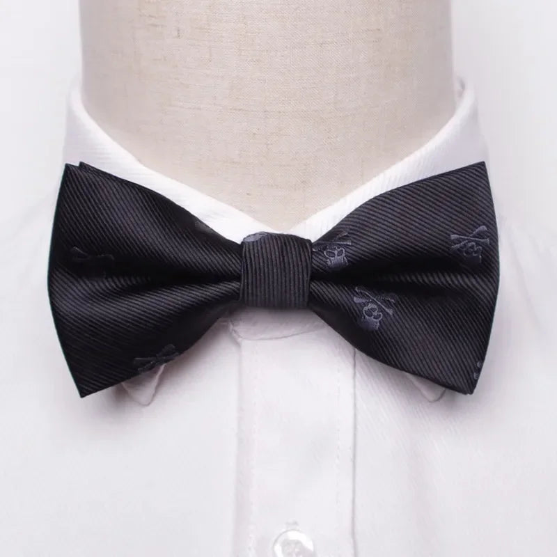 Classic Black Men Bow Ties Fashion Polyester Bowtie Woven Dot Checked Stripped Butterfly Wedding Dress Mens Formal Dog Butterfly Qme A8