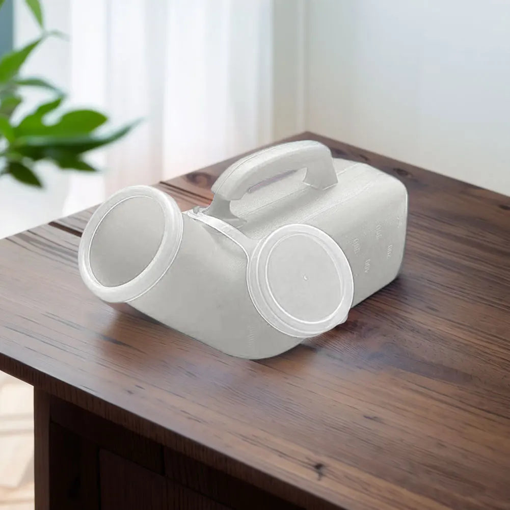 1200ml Pee Container Spill Proof Urine Bottle Plastic Mens Bedpan Bottle with Lid for Car Elderly and Incontinence Qme