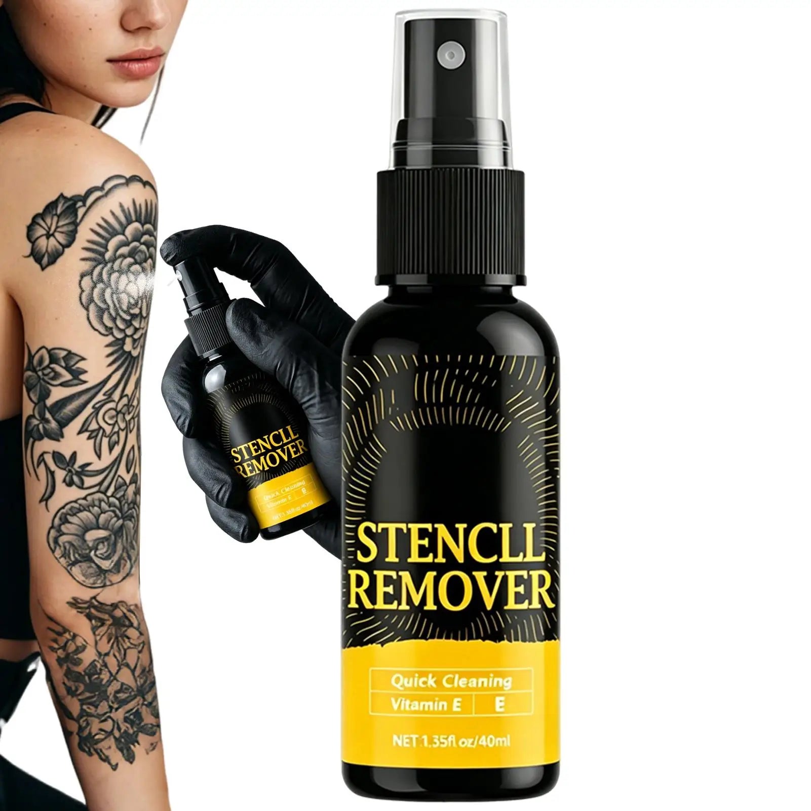 Stencil Removal Spray Portable Safe Lightweight 40ml Ink Cleansing Mist for Men and Women Home Body Art Studio Dormitory Travel Qme
