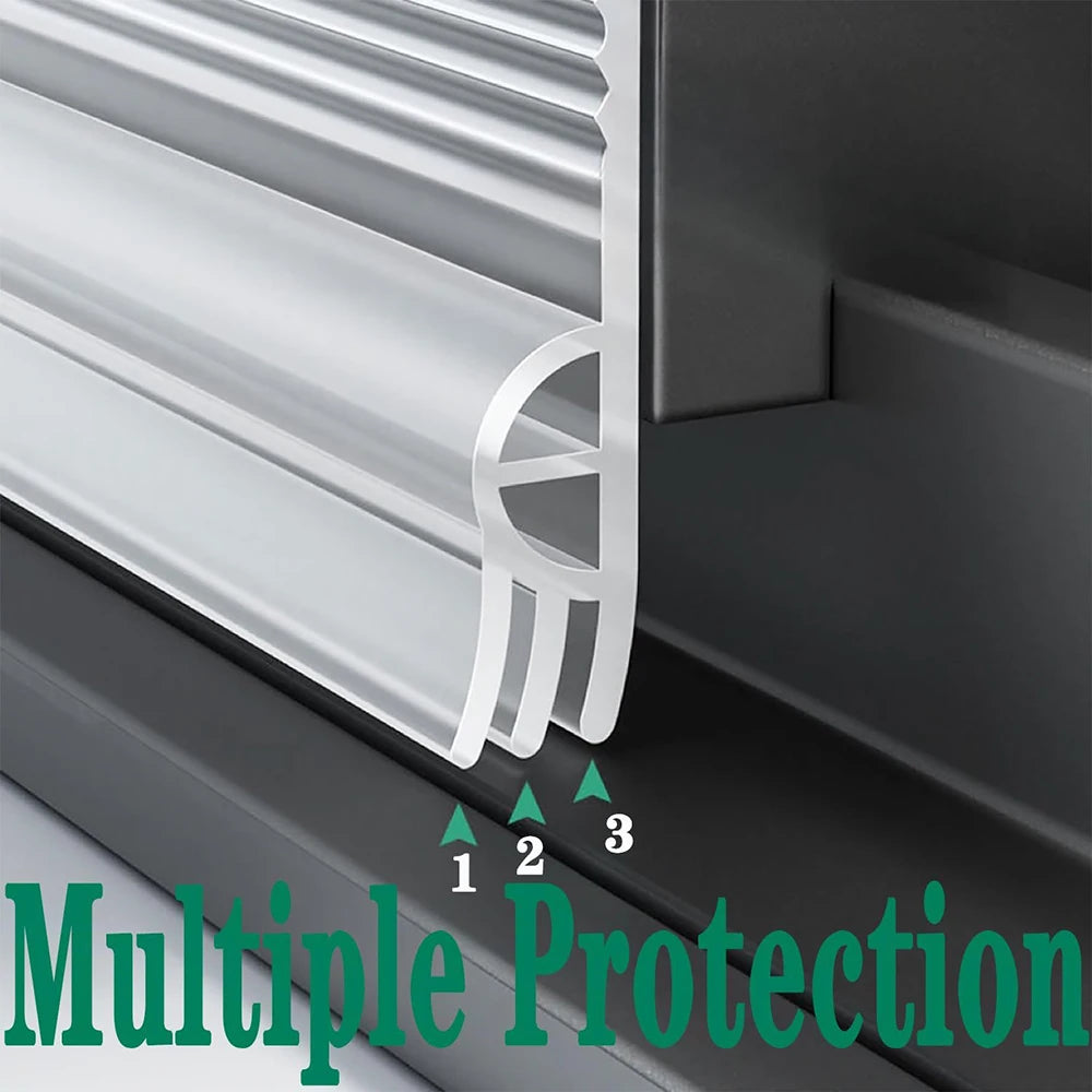 2M Door Bottom Sealing Strip TPE Flexible Cuttable Easy Installation Sliding Window Weather Stripping Triple Soundproof Strip Qme