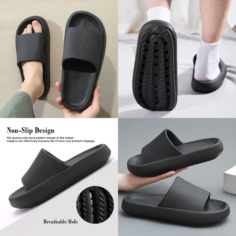Women Thick Platform Cloud Slippers Eva Cfortable Non-Slip Home Slides Women Summer Lightweight Soft Sole Sandals Flip Flops Qme