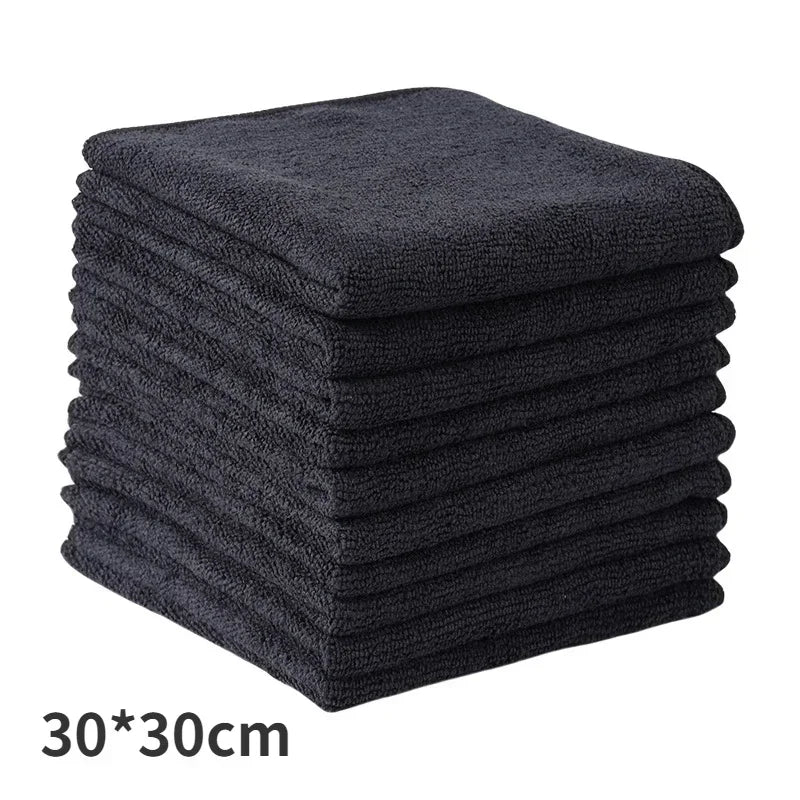 Ultrafine Fiber Black Cloths Household Rag Car Clean Polyester Cotton Quick Drying Duster Kitchen Towel Dish Cloth Scouring Pad Qme Black 30cm 1PC