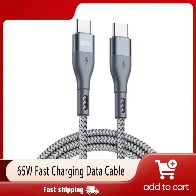 USB C To USB C Data Cable 65W PD Fast Charging Wire 1m/2m/3m Data Transmission Line For iPhone Samsung Quike Charging Data Cable Qme