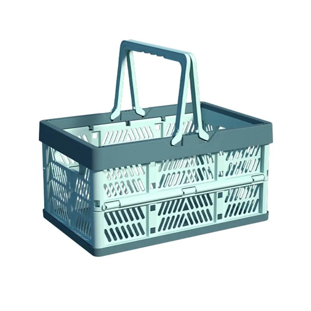 1/2PCS Folding Portable Fruit And Vegetable Storage Basket Sundry Arrangement Thickened Plastic Picnic Basket Qme Blue Large