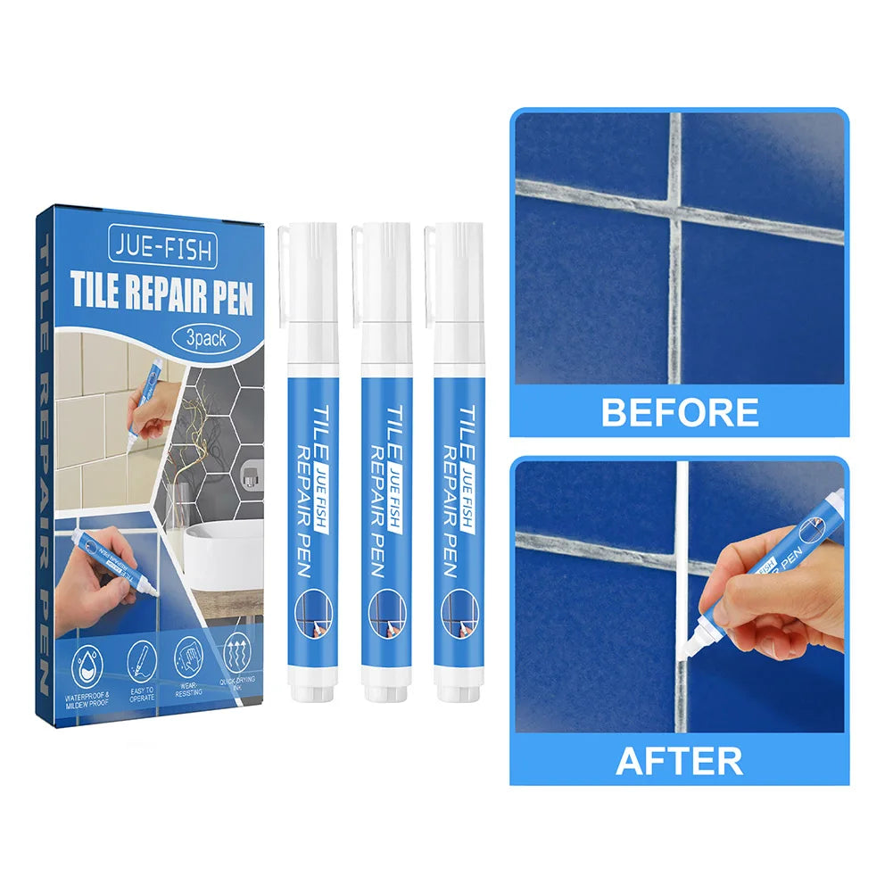 3pcs Grout Pen White Tile Paint Marker Mildew-proof Grout Filler Pen Safety Tile Repair Beauty Pen for Restoring Tile Wall Floor Qme