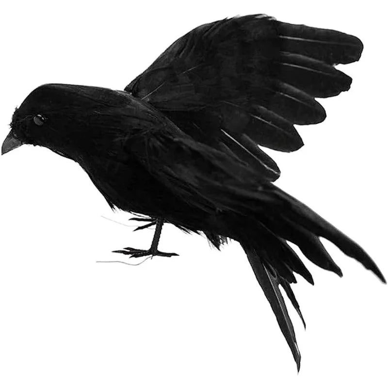 Black Feathered Crows Lifelike Simulation Artificial Crow Raven Model Qme