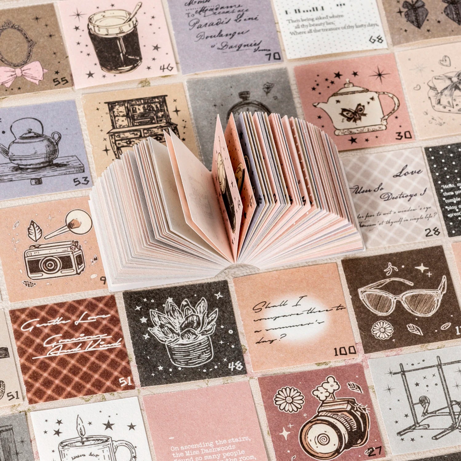 100Sheets Mini Memo Pads Cute Cartoon Theme Student Memo Notepads Portable Notebook for Word Study Class Notes Office Planner Qme