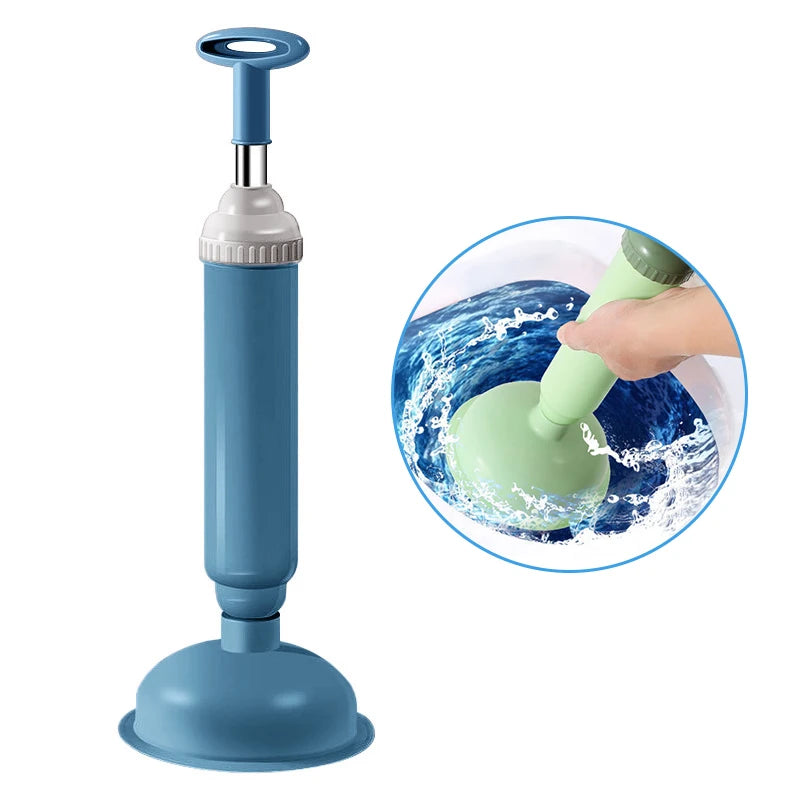 Toilet Plunger Powerful High-pressure Drain Suction Cups Unblocker Qme Blue