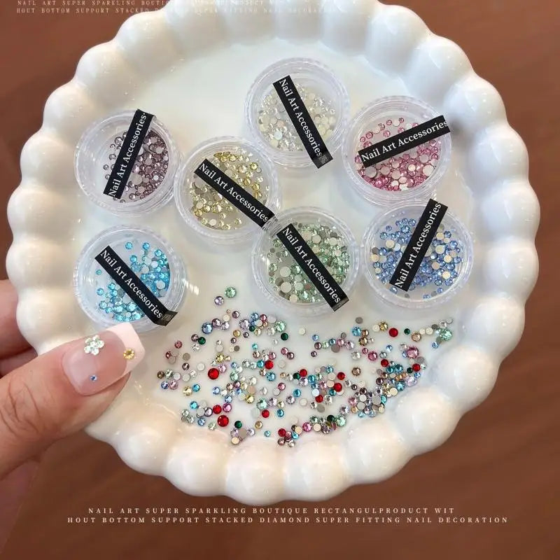Glitter Glass Crystal Rhinestones Clear Flat Back Personalized Nail Qme