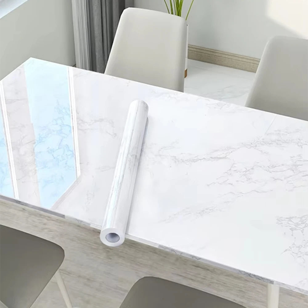 Self Adhesive European Style Marble Pattern Wall Sticker Heat Resistant Moisture Proof Wallpaper for Bedroom Living Room Kitchen Qme