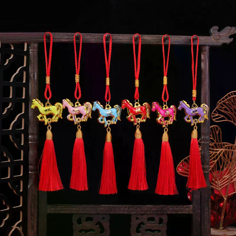 1/6Pcs 2026 Year Of The Horse Wall Hanging Ornament Pendant Lucky New Year Oil-Drip Horse Pendant Decor Home Hanging Supplies Qme