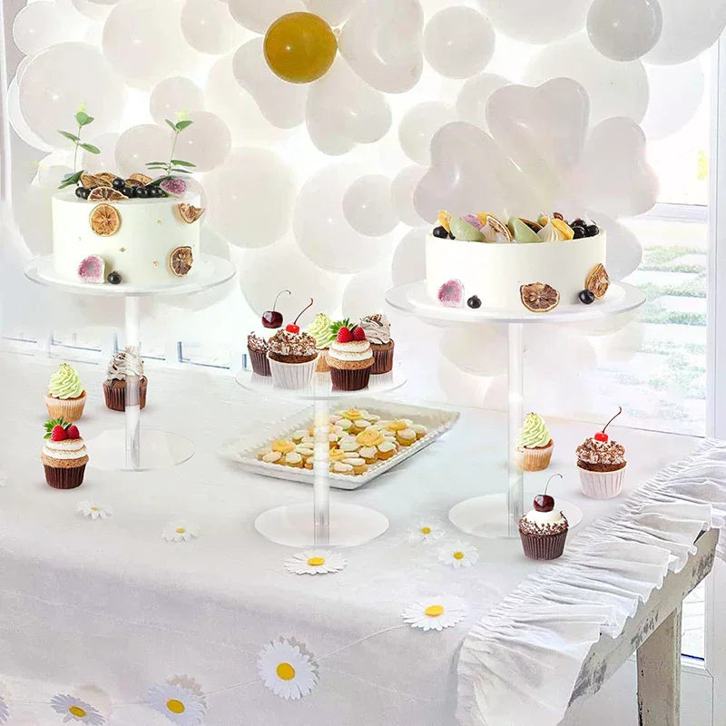Transparent Acrylic Round Cake Stand For Desserts, Cupcake Rack, Pastry Candy Display Stand For Wedding, Event, Birthday Party Qme