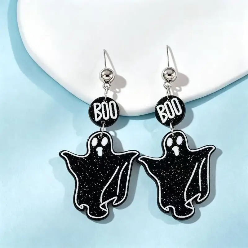 Black Bat Dangle Earrings Hypoallergenic Stainless Steel Hooks Gothic Jewelry for Halloween Cosplay Party Qme