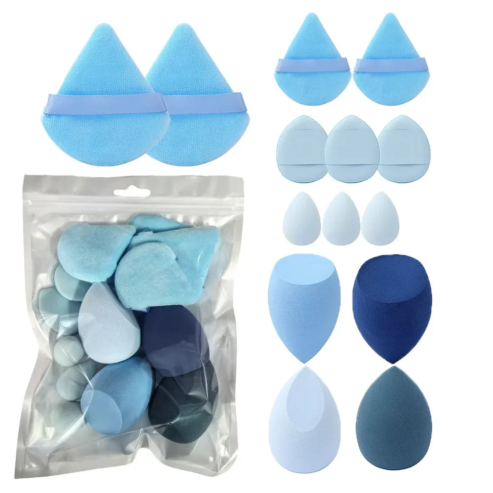 Makeup Sponge Velvet Cosmetic Blenders Finger Puff Foundation Puffs Qme 14Pcs Blue