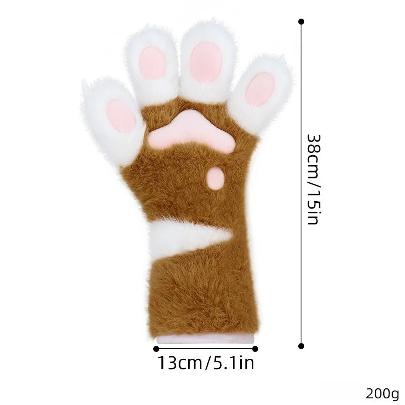 Fury Handmade Animal Claws Long Gloves Furry Plush Halloween Cos Paw Qme