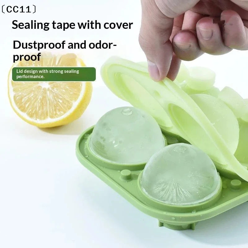 4-Hole Large Silicone Trays Big Round Sphere Ice Shape Cube Mold Tray Qme