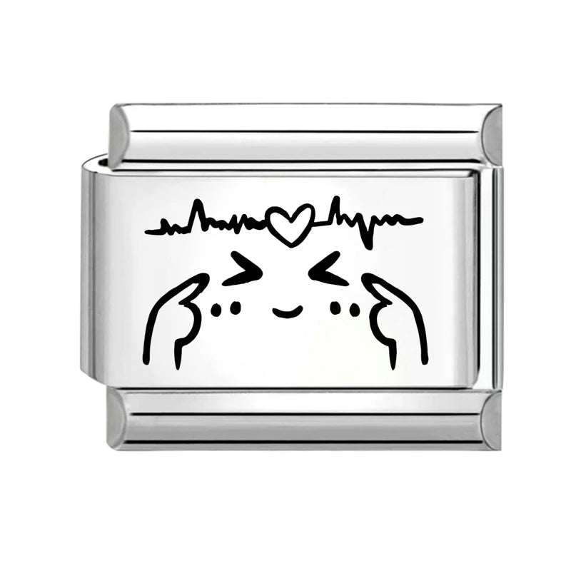 2026 Design Planet Stars Heart Planet Laser Engraving Italian Charm Links Stainless Steel Fit 9mm Bracelet Jewelry DIY Making Qme Style 1