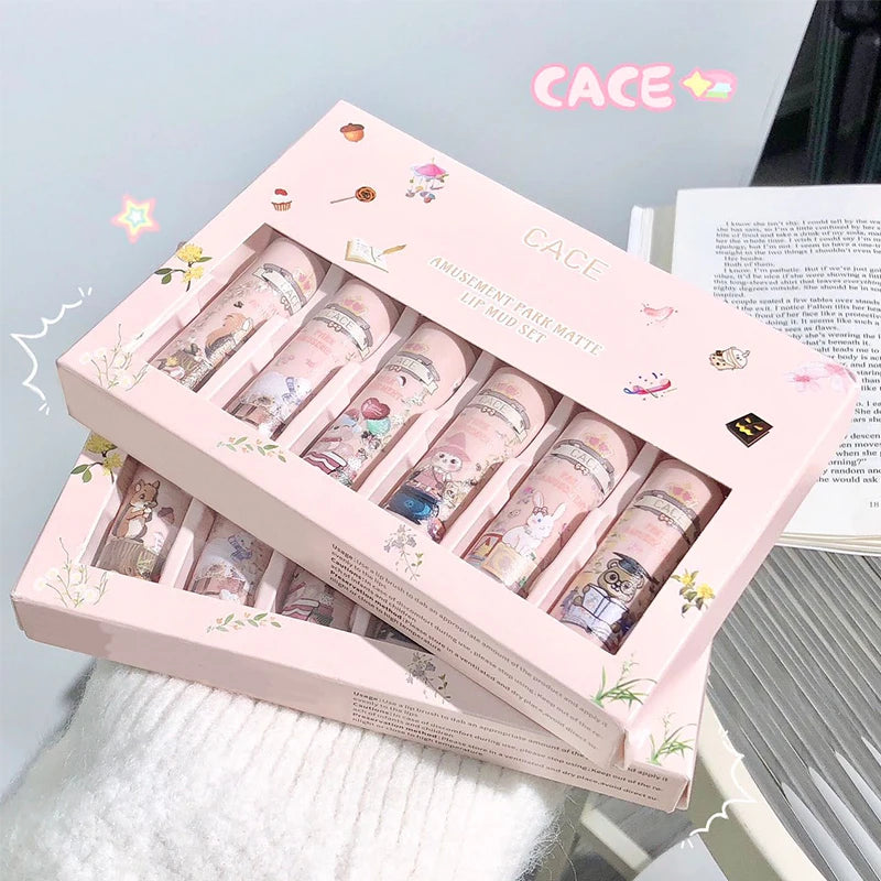CACE Matte Liquid Lipstick Makeup Set Sexy Red Tint For Lips Long Lasting Lipgloss Waterproof Lip Mud Cosmetics Kits 6 Colors Qme