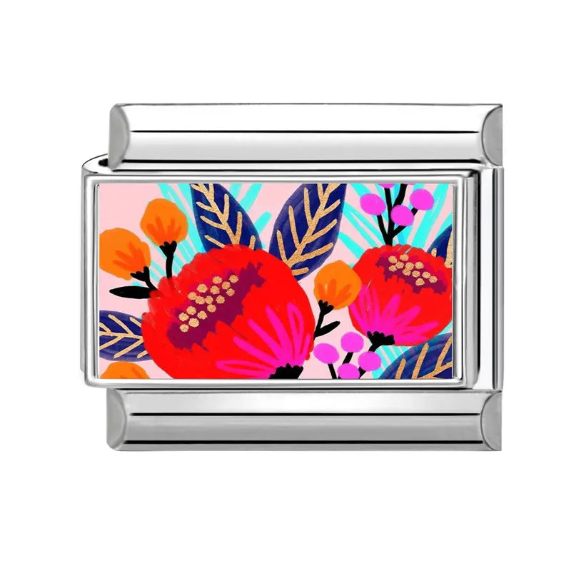 2026 Original Y2K Colorful Loving Heart Grid Flower Italian Charm Links Fit 9mm Stainless Steel Bracelet Women DIY Making Gift Qme Style 16