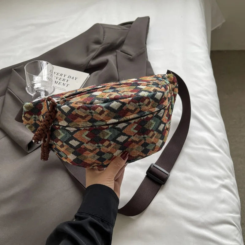 Women's Wide Strap Waist Bag Casual Crossbody Fanny Trendy Shoulder Qme