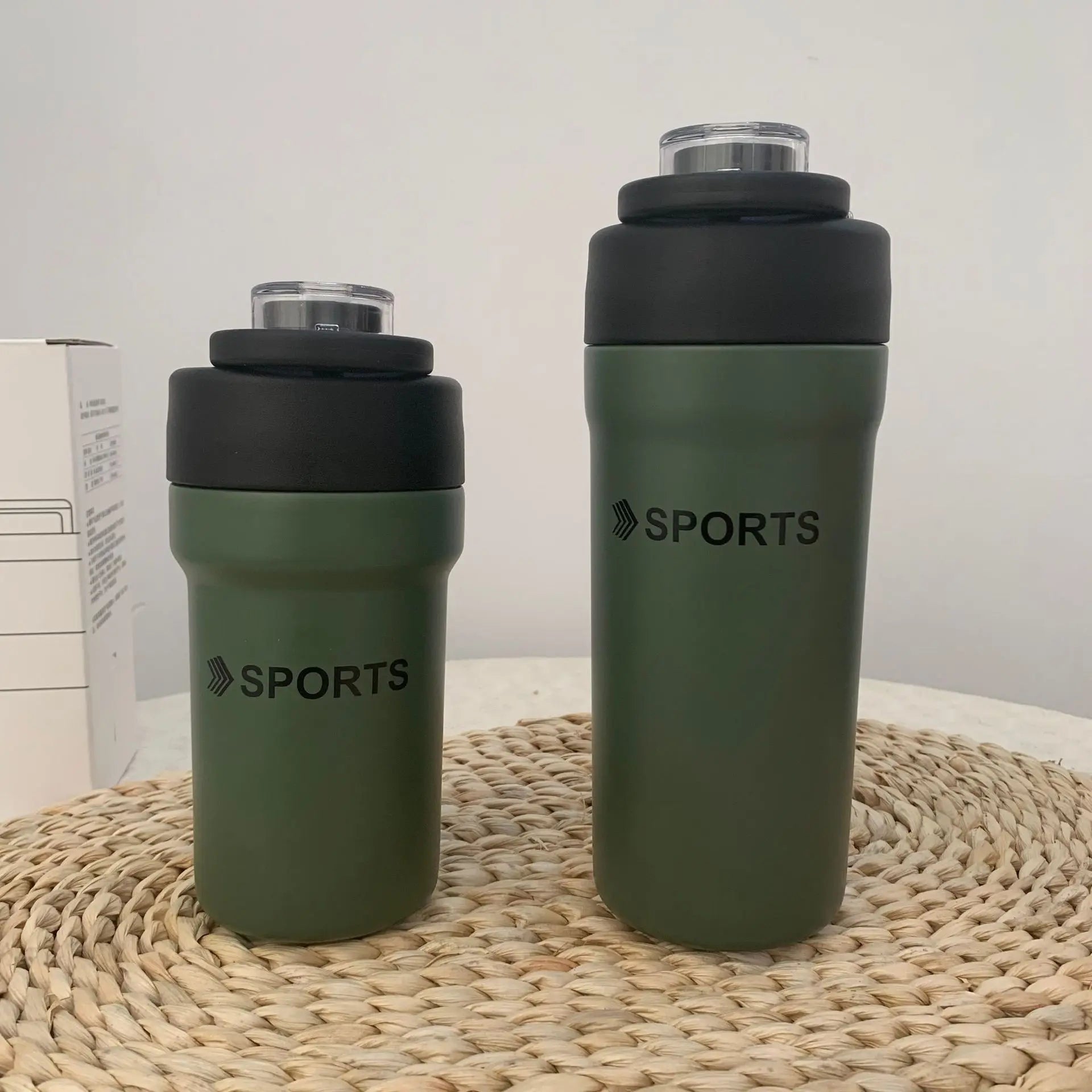 Large Capacity Handheld Outdoor Straw Insulated Water Bottle Qme army green 500ml