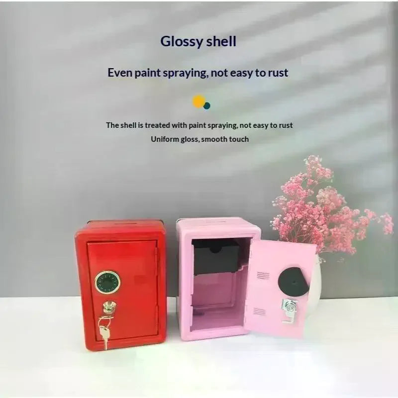 Mini Metal Safe Piggy Bank With Combination Lock And Key Access For Kids Saving Storing Small Valuables Home Office Use Qme