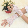 Summer Outdoor Women Half Fingers Mesh Lace Gloves Female Elegant Qme White