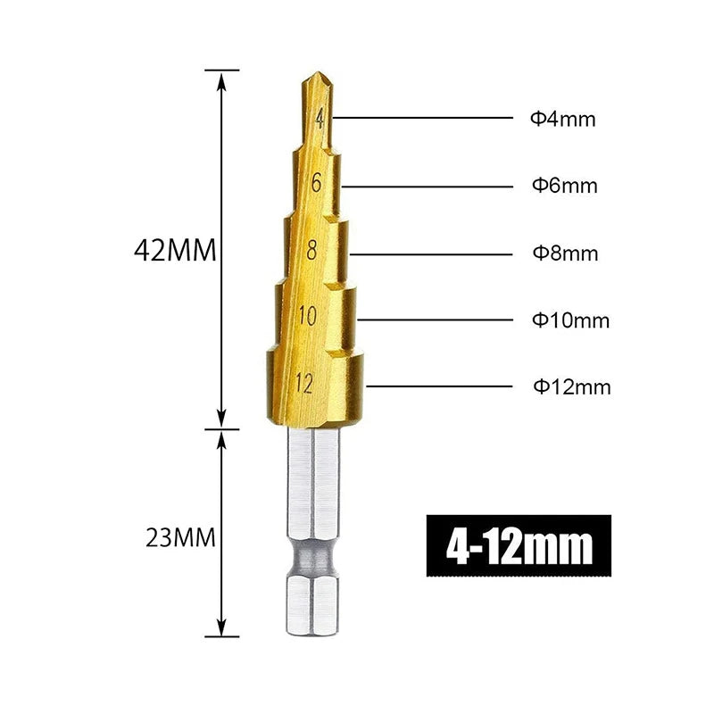 Three-piece Straight Groove Titanium-plated Hexagonal Shank Step Qme Default Title