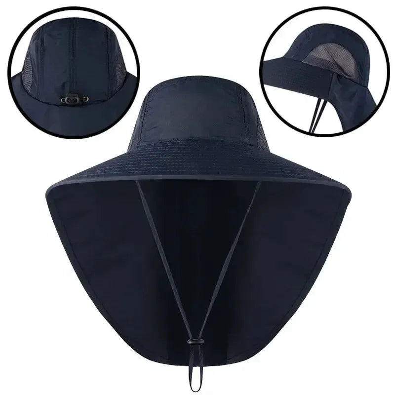 Wide Brim Baseball Hats Women Men Sun Defender Cooling Neck Guard Qme Purplish blue