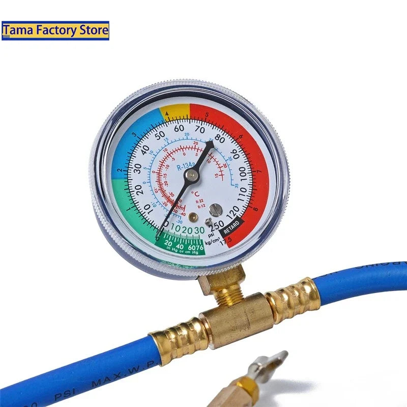 R134A Car AC Air Conditioning Refrigerant Recharge Hose W/ Pressure Gauge Measuring Kit Copper Auto Car Accessories 1/2“ 1/4 Qme