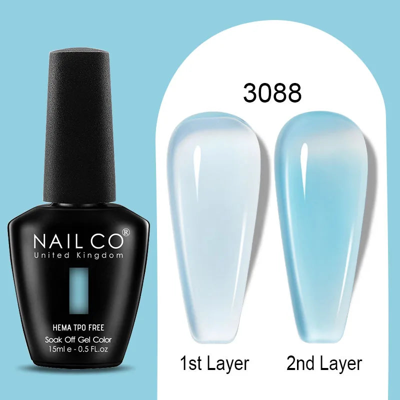 Nailco Jelly Gel Nail Polish Transparent Varnishes 44 Colors Red Pink