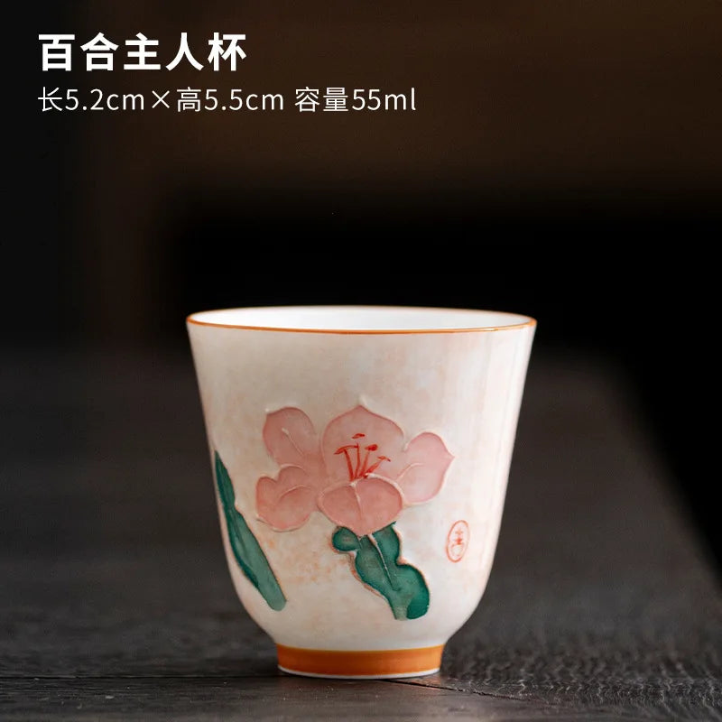Hand Painted Lotus Pastel Women's Value Master Cup Ceramic Glazed Qme <200ml Lily
