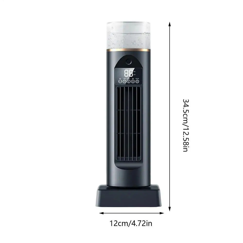 Tower Fan 6-Speed Bladeless Silent Summer Blower with Water Tank 110 Degree Oscillating Fan for Bedroom for Dorm Kitchen Office Qme Black