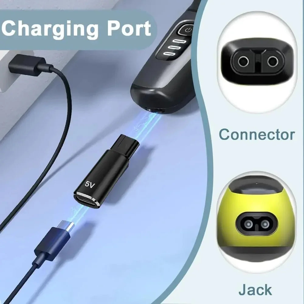 5V Shaver Charger USB Adapter Type C Connector Portable Beard Trimmer for Philips BT3238/15、QP2724、QP2834、BT3230、MG7910、MG5910 Qme