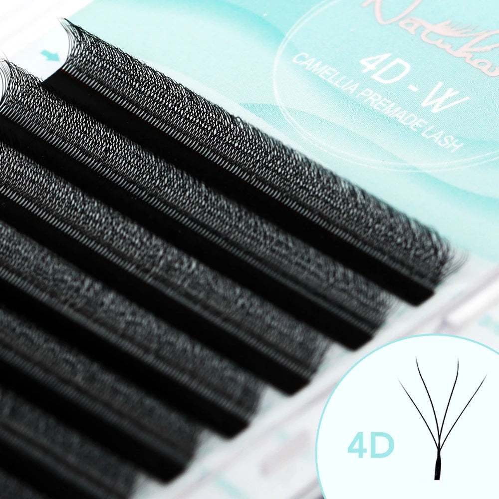NATUHANA 3D 4D 5D Camellia Lashes Wispy Volume Fan False Eyelashes C Qme 4D W D 0.07mm|Mix8-14mm