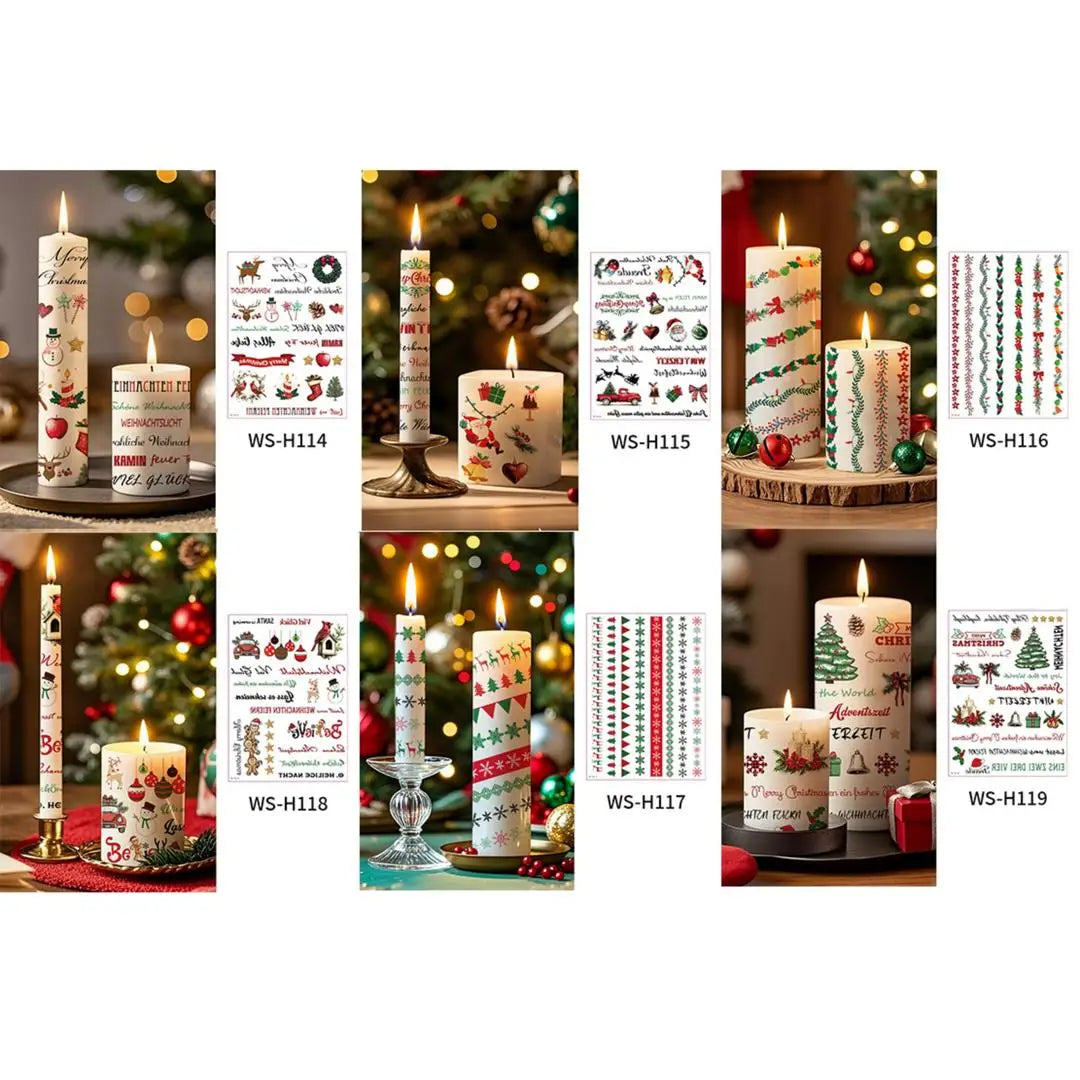 A Multi-purpose Xmas Tattoo Sticker Set Easy To Stick, Decorative Decals for Candle Window, Home Christmas Party Decorations Qme 6pcs WS-H114H119 1